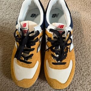 MUST GO! WORN ONCE! - NEW BALANCE 574 - MENS 10.5 -  KHAKI SUEDE NUBUCK